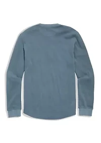 Garment-Dyed Waffle Henley Shirt