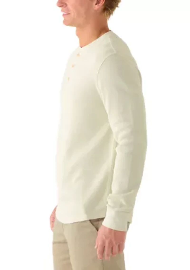 Garment-Dyed Waffle Henley Shirt