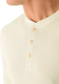 Garment-Dyed Waffle Henley Shirt