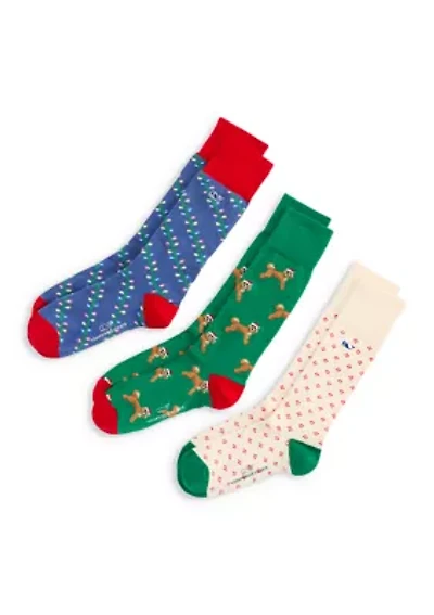 Santa Doodle & Lights 3-Pack Socks