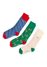 Santa Doodle & Lights 3-Pack Socks