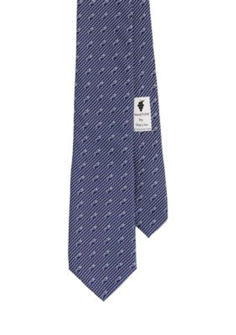 Whale Wave Printed Silk Tie