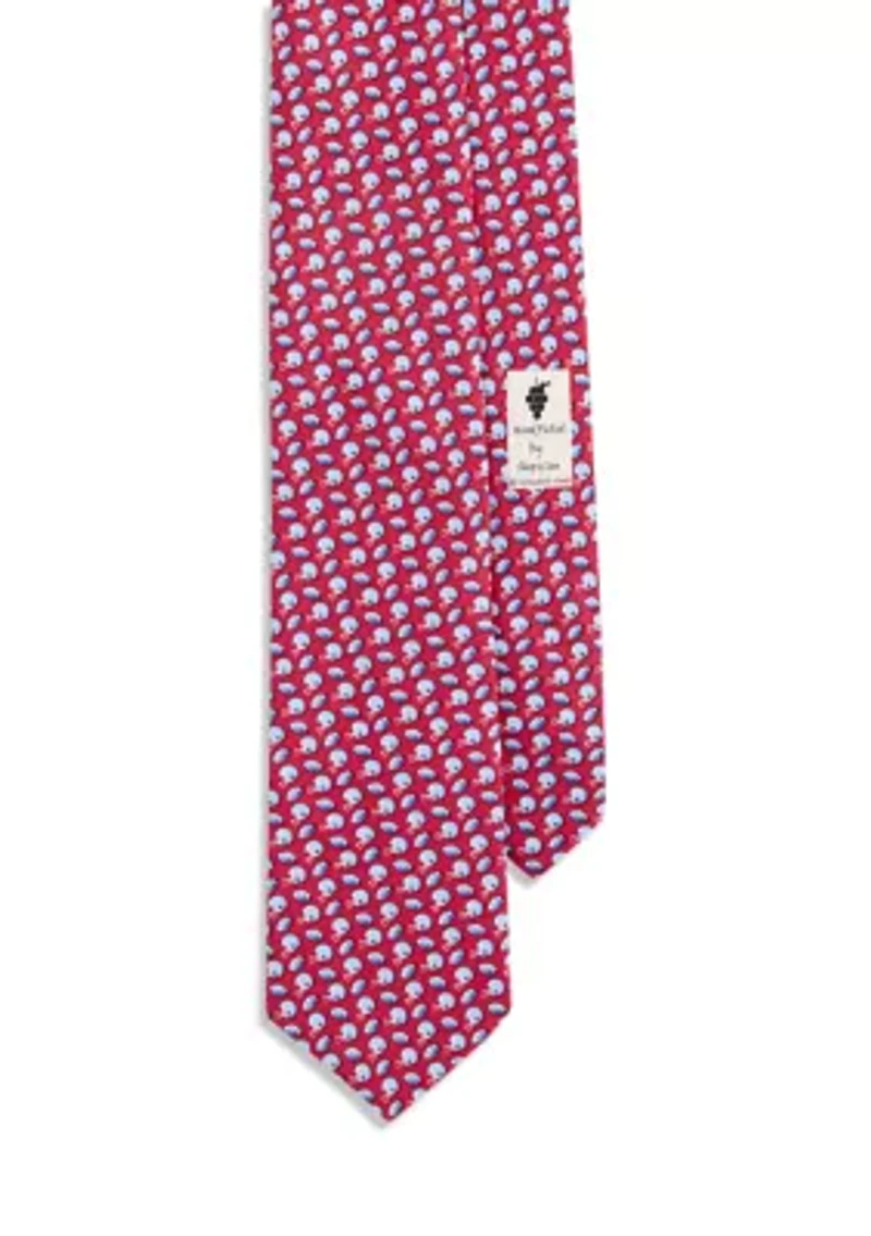 Tossed Football and Helmet Print Tie