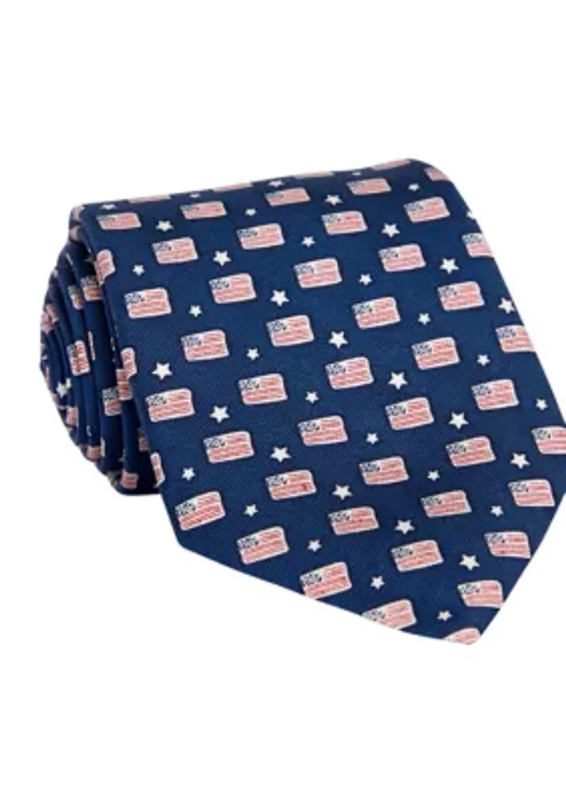 Flags and Stars Printed Tie