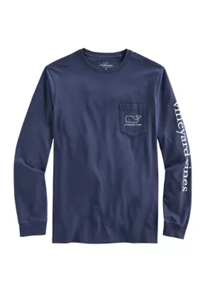 Men's Long Sleeve Vintage Whale Pocket T-Shirt