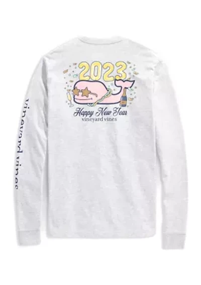Men's New Year's Champagne Long Sleeve Pocket Graphic T-Shirt