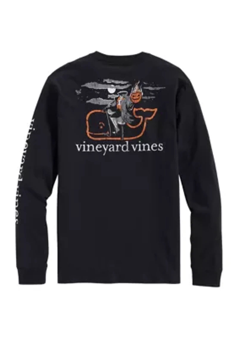 Headless Horseman Whale Long Sleeve Pocket Graphic T-Shirt