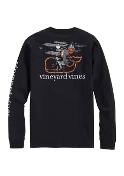 Headless Horseman Whale Long Sleeve Pocket Graphic T-Shirt