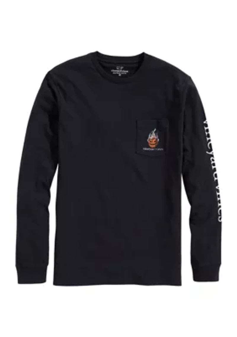 Headless Horseman Whale Long Sleeve Pocket Graphic T-Shirt