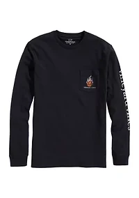 Headless Horseman Whale Long Sleeve Pocket Graphic T-Shirt