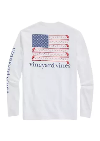 Men's USA Golf Flag Long Sleeve Pocket Graphic T-Shirt