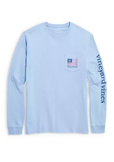 Men's USA Golf Flag Long Sleeve Pocket Graphic T-Shirt