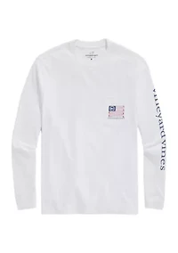Men's USA Golf Flag Long Sleeve Pocket Graphic T-Shirt