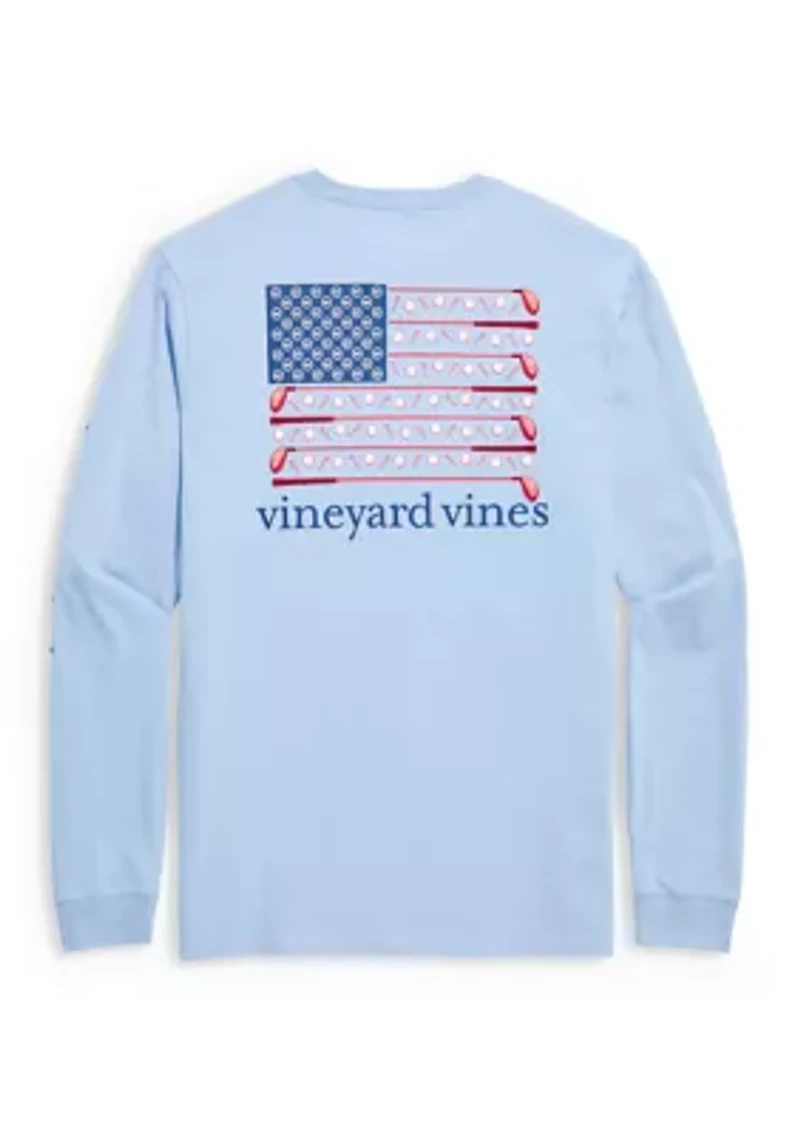 Men's USA Golf Flag Long Sleeve Pocket Graphic T-Shirt