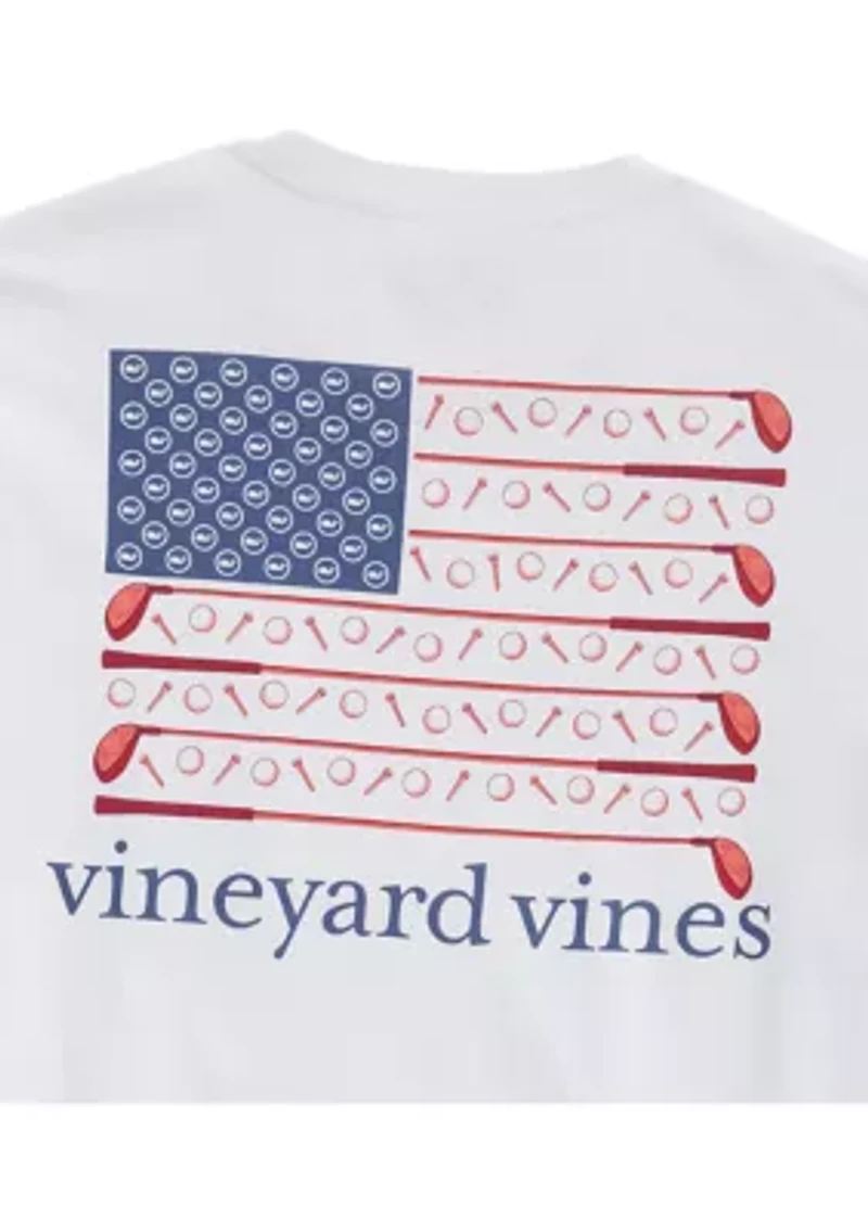 Men's USA Golf Flag Long Sleeve Pocket Graphic T-Shirt