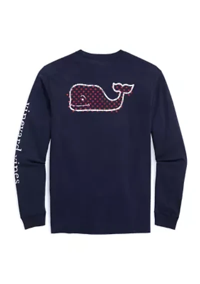 Men's Vintage Whale Hearts Long Sleeve Pocket T-Shirt