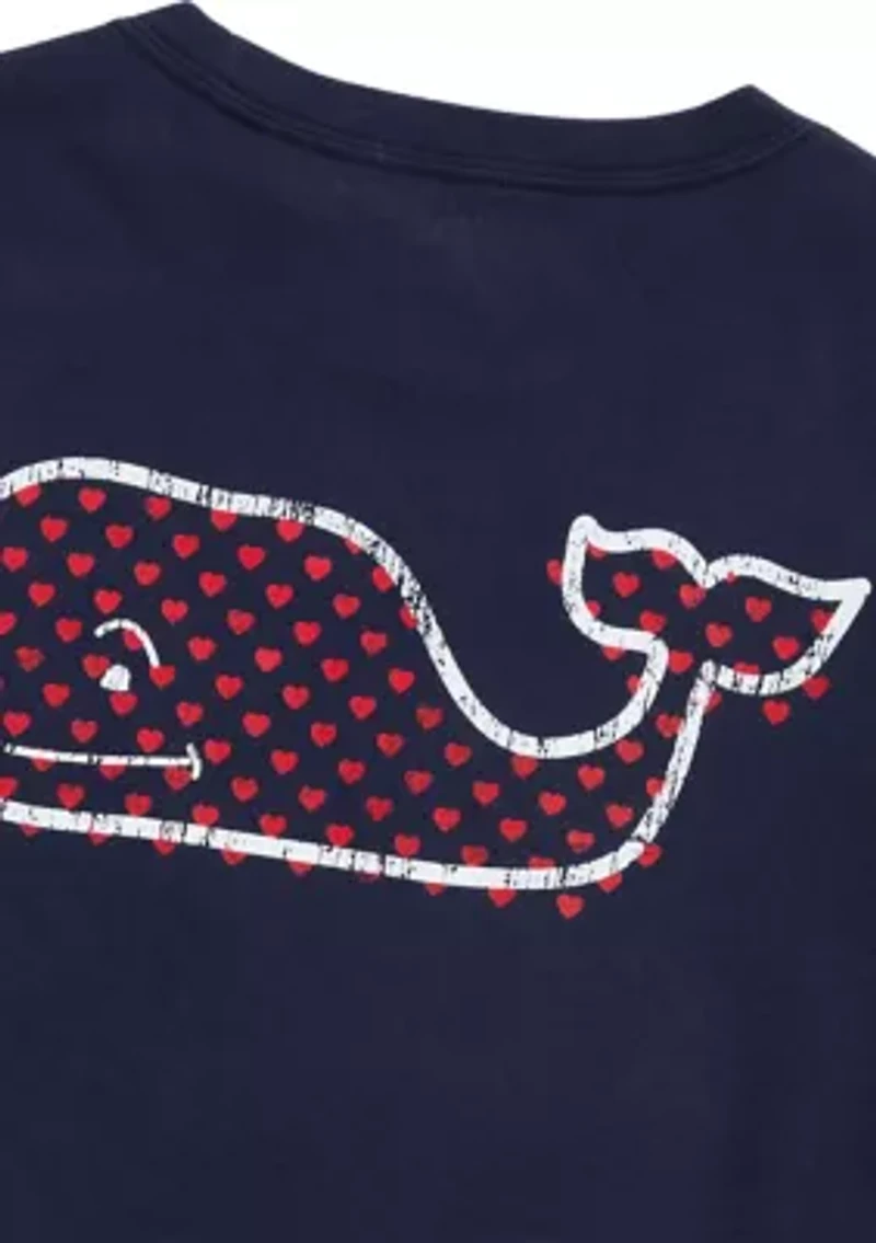 Men's Vintage Whale Hearts Long Sleeve Pocket T-Shirt