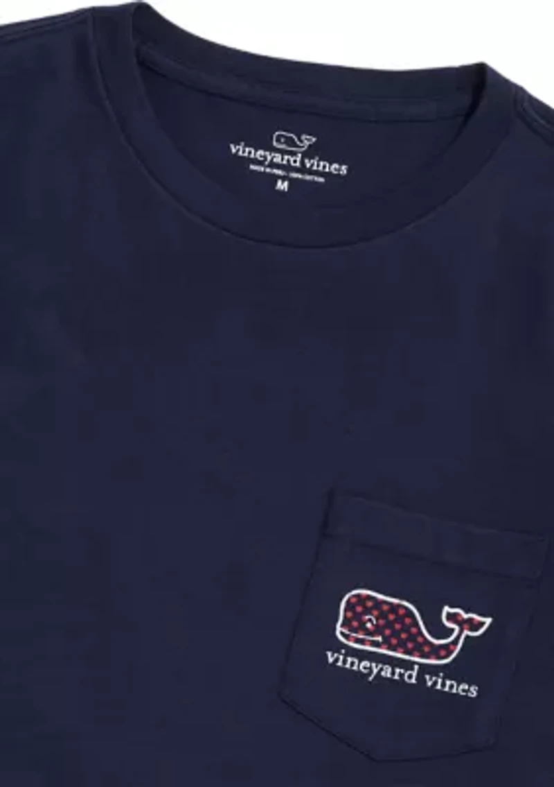 Men's Vintage Whale Hearts Long Sleeve Pocket T-Shirt