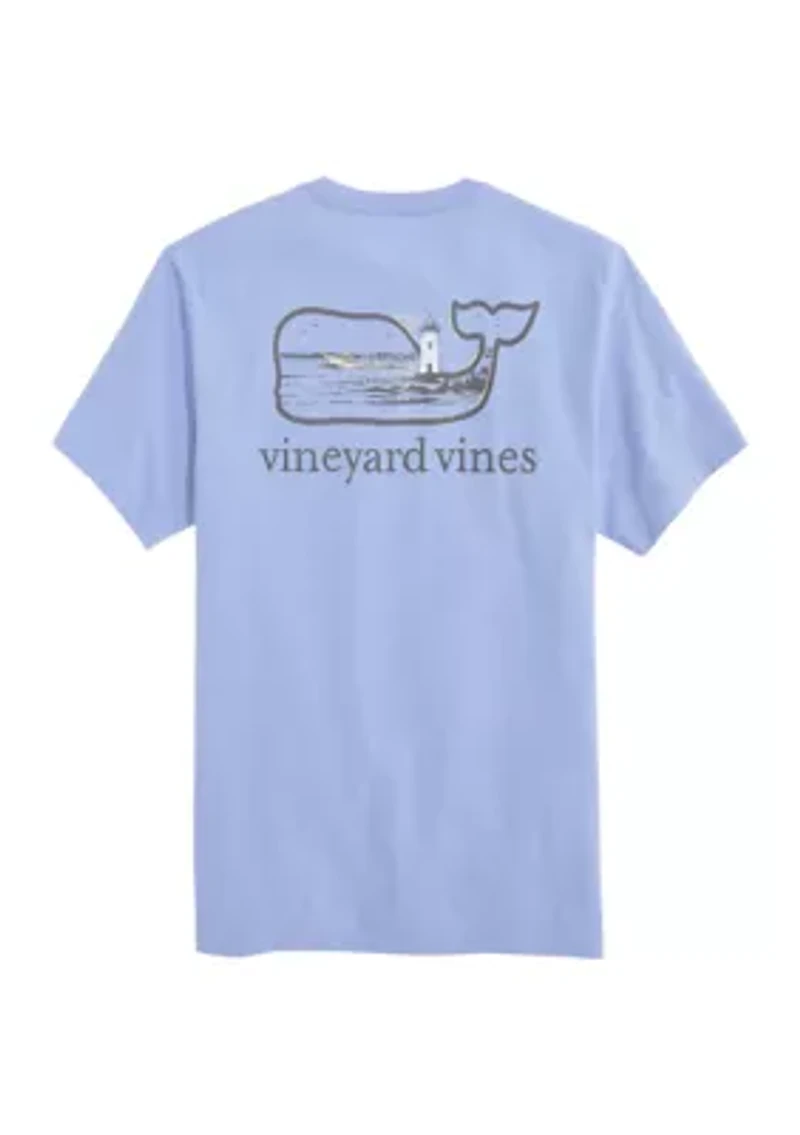 Men's Lighthouse Whale Scenic Short Sleeve Pocket T-Shirt