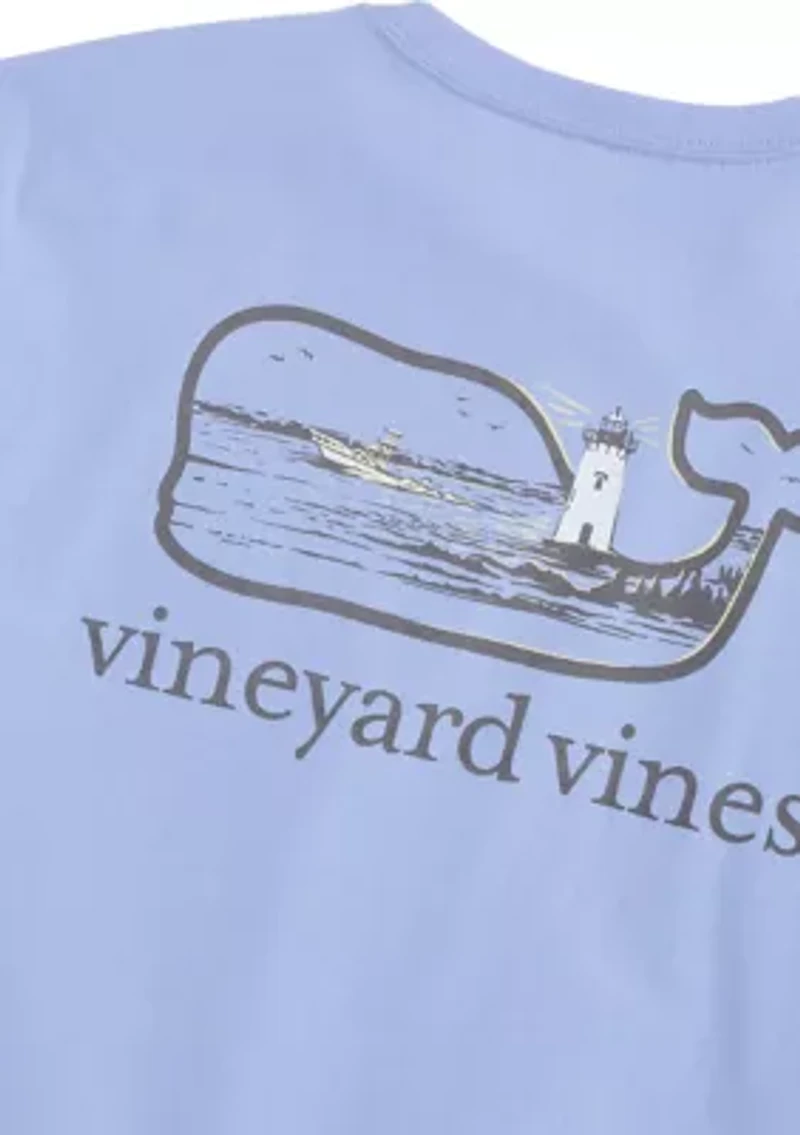 Men's Lighthouse Whale Scenic Short Sleeve Pocket T-Shirt