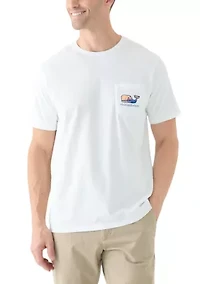 Men's Palm Tree Silhouette Scenic Whale Short Sleeve Graphic T-Shirt