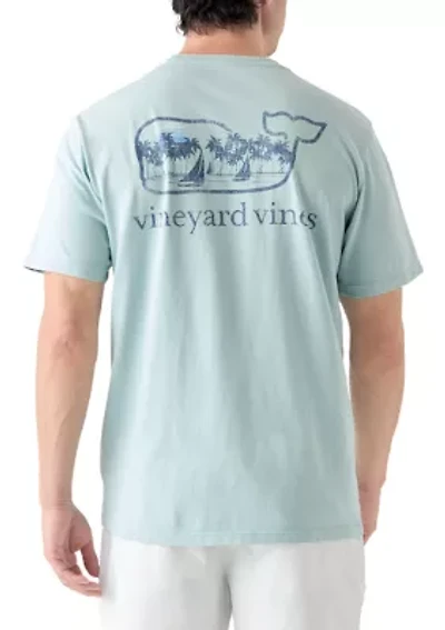 Men's Drift Dye Surf Palm Sail Whale Short Sleeve Pocket T-Shirt