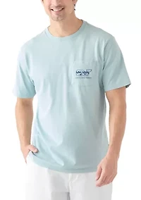 Men's Drift Dye Surf Palm Sail Whale Short Sleeve Pocket T-Shirt