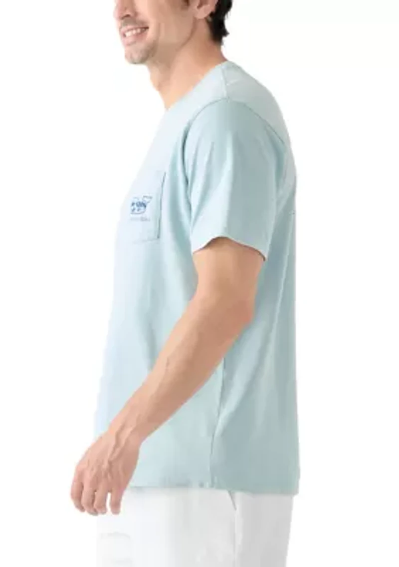 Men's Drift Dye Surf Palm Sail Whale Short Sleeve Pocket T-Shirt