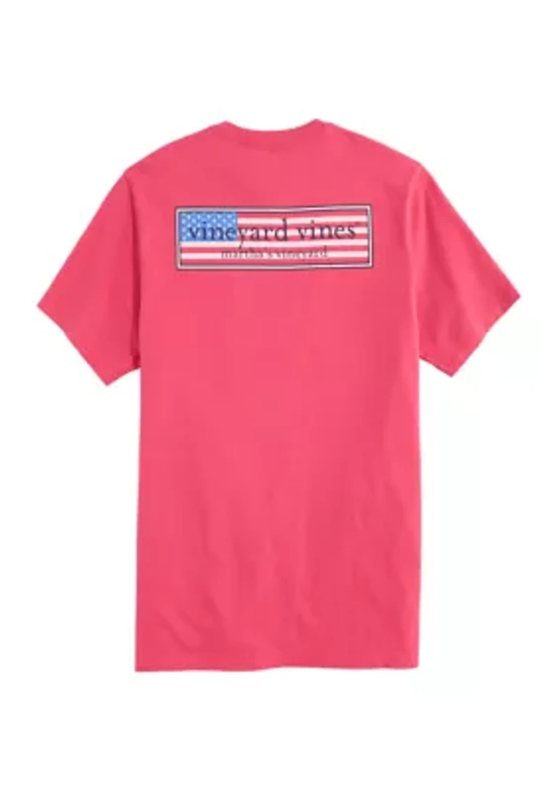 Men's Classic USA Logo Box Short Sleeve Pocket Graphic T-Shirt