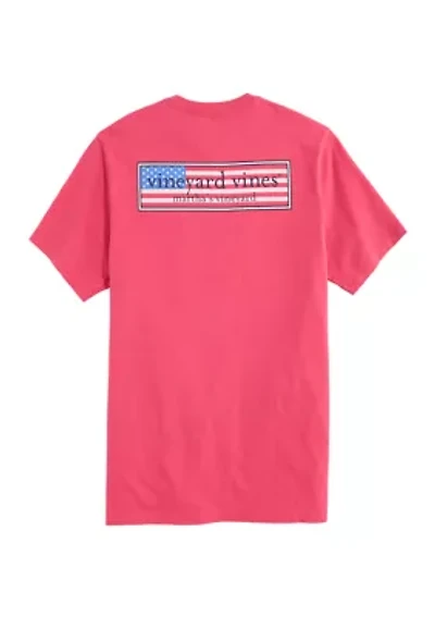 Men's Classic USA Logo Box Short Sleeve Pocket Graphic T-Shirt