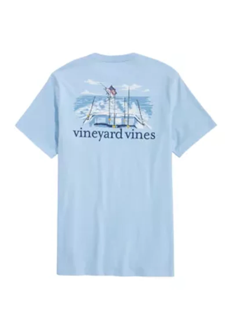 Men's USA Marlin Fishing Short Sleeve Pocket Graphic T-Shirt