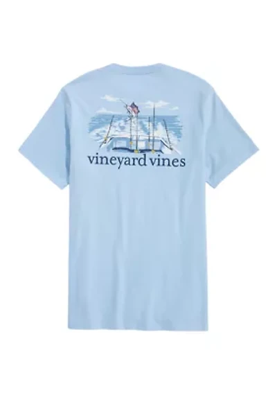 Men's USA Marlin Fishing Short Sleeve Pocket Graphic T-Shirt