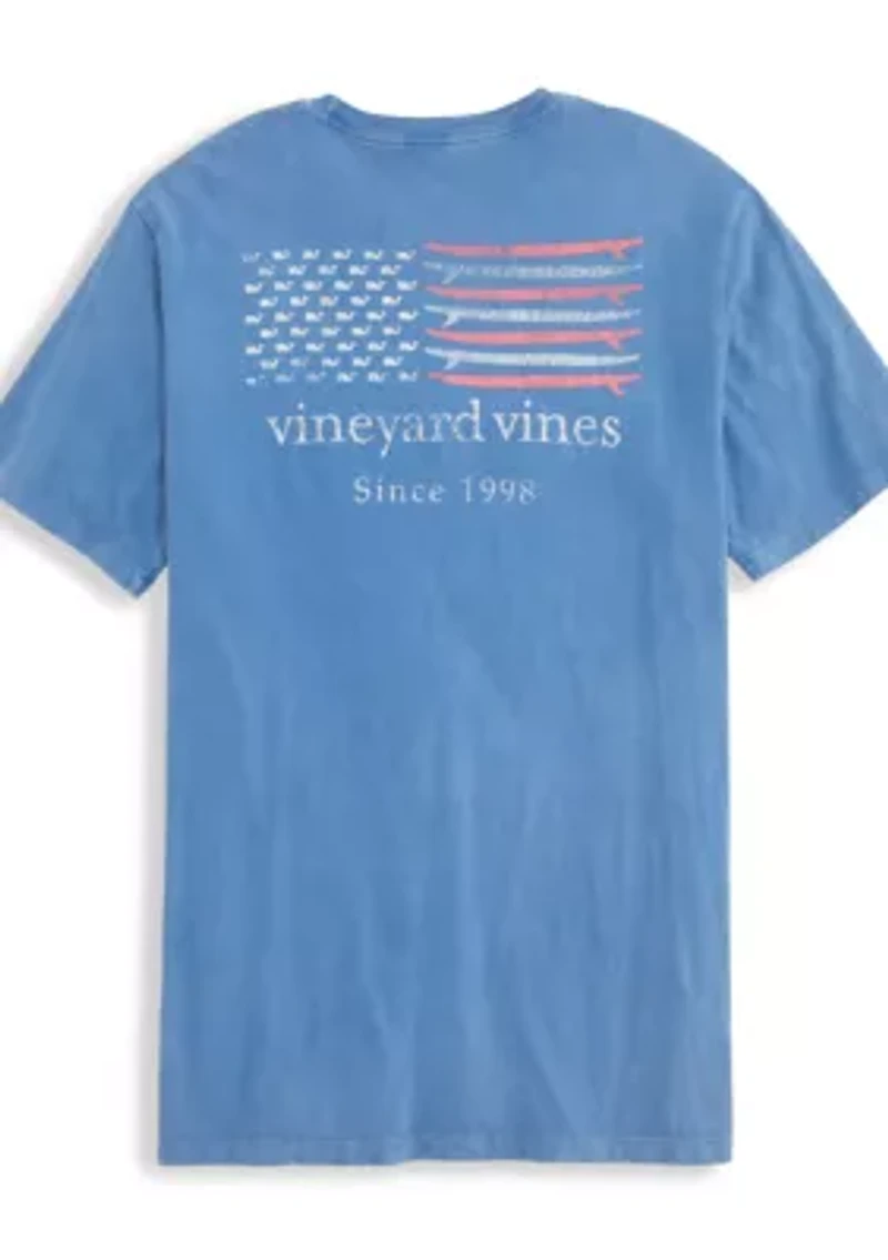 Men's Drift Dye Surf Minimal Flag Short Sleeve Pocket Graphic T-Shirt