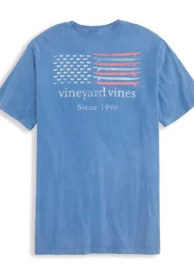 Men's Drift Dye Surf Minimal Flag Short Sleeve Pocket Graphic T-Shirt