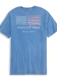 Men's Drift Dye Surf Minimal Flag Short Sleeve Pocket Graphic T-Shirt