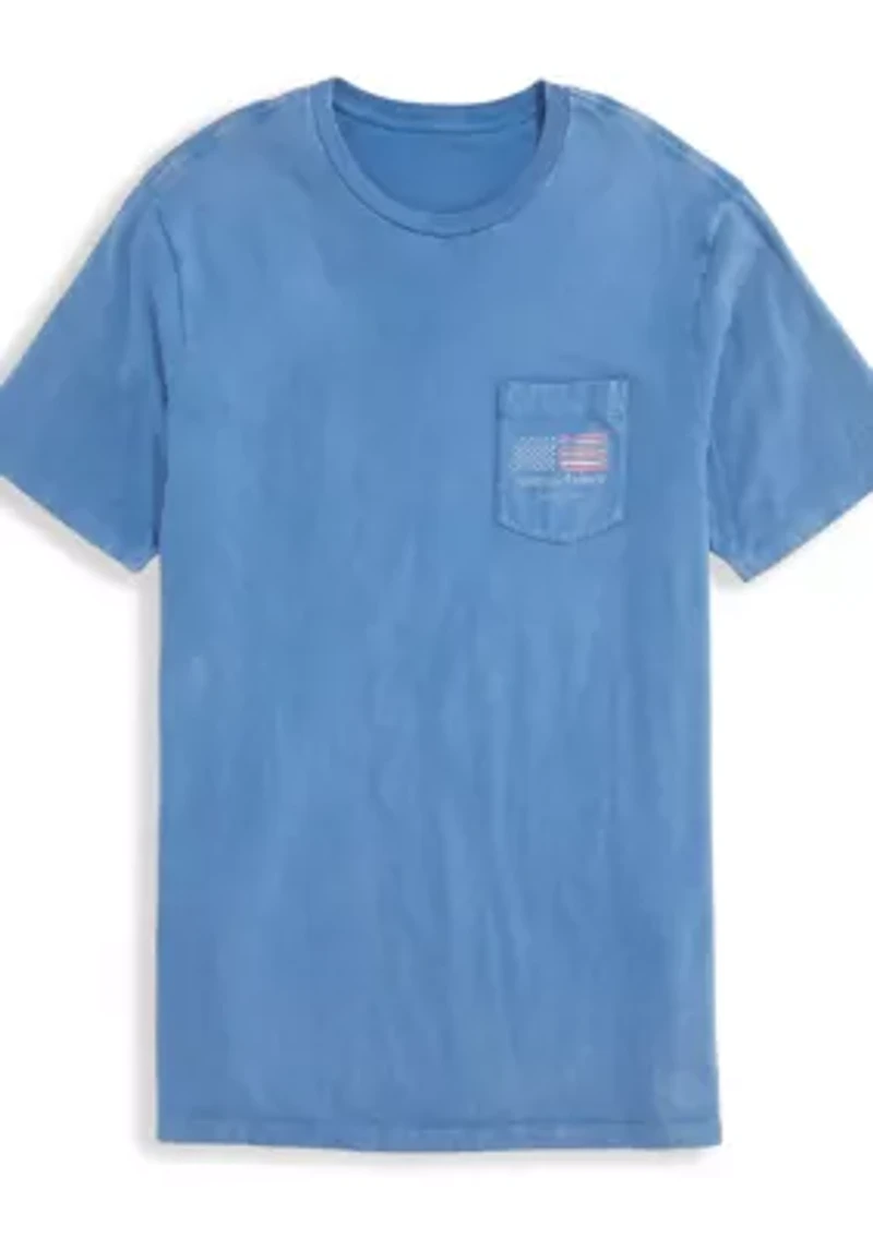 Men's Drift Dye Surf Minimal Flag Short Sleeve Pocket Graphic T-Shirt