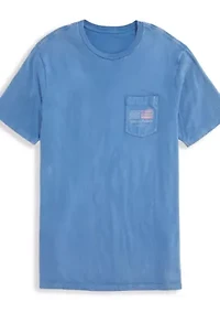 Men's Drift Dye Surf Minimal Flag Short Sleeve Pocket Graphic T-Shirt