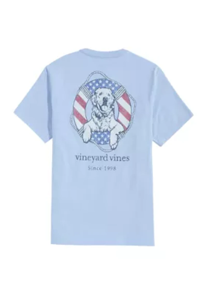 Men's USA Dog Life Ring Short Sleeve Pocket T-Shirt