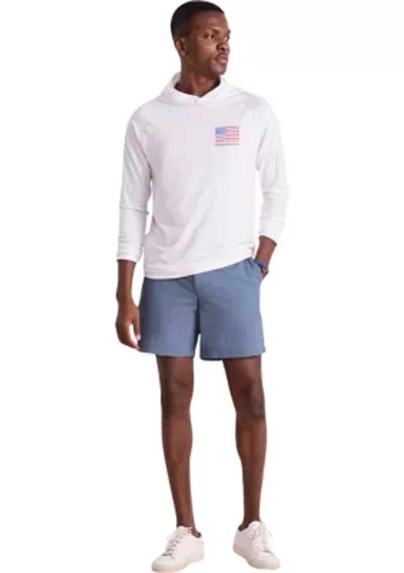 Men's Micro Whale Flag Long Sleeve Harbor Hooded T-Shirt