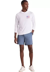 Men's Micro Whale Flag Long Sleeve Harbor Hooded T-Shirt