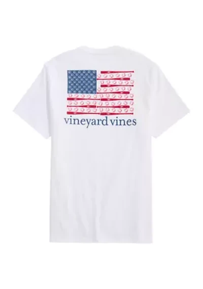 Men's Baseball Flag Short Sleeve Pocket Graphic Shirt