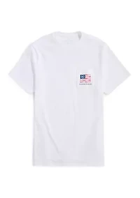Men's Baseball Flag Short Sleeve Pocket Graphic Shirt