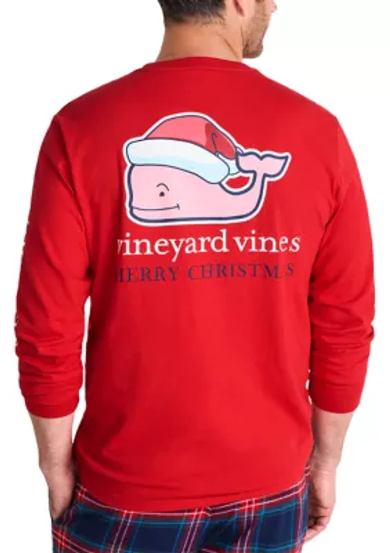 Men's Santa Whale Long Sleeve T-Shirt