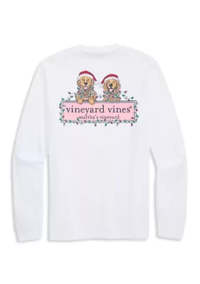 Long Sleeve String Lights Pup Graphic T-Shirt