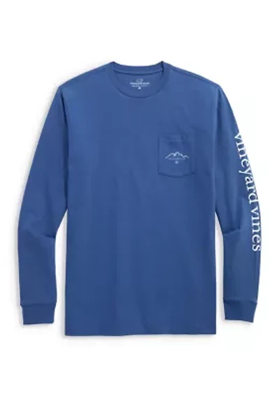 Men's Winter Scene Graphic Logo Long-Sleeve Pocket Shirt