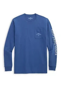 Men's Winter Scene Graphic Logo Long-Sleeve Pocket Shirt