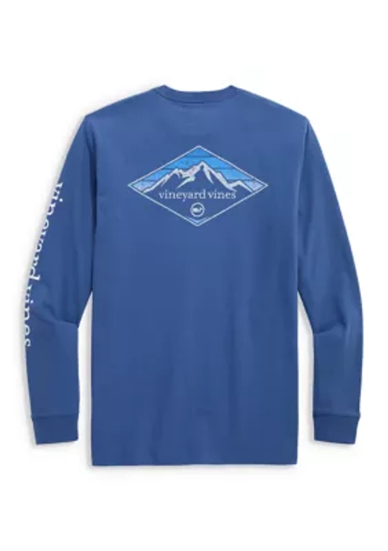 Men's Winter Scene Graphic Logo Long-Sleeve Pocket Shirt
