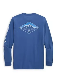 Men's Winter Scene Graphic Logo Long-Sleeve Pocket Shirt