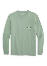 Men's Mountain Dog Graphic Long Sleeve Pocket T-Shirt