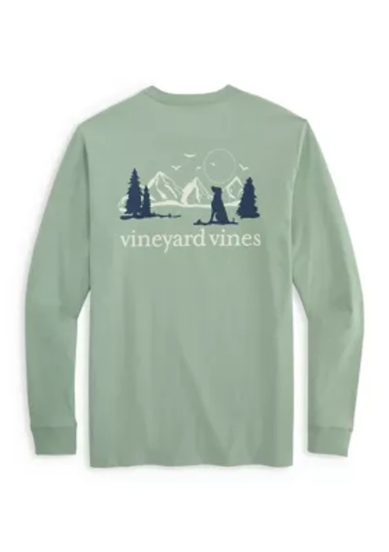Men's Mountain Dog Graphic Long Sleeve Pocket T-Shirt